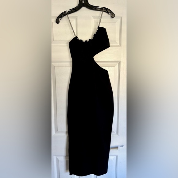 Lovers + Friends Charlotte Rhinestone Strap Cutout Midi Sexy Slit Dress REVOLVE - Picture 8 of 16